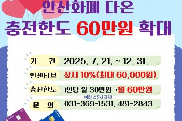 안산지역화폐‘다온’월 충전 60만 원까지… 최대 6만 원 혜택.jpg
